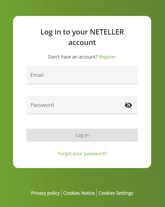 หน้าสมัครใช้งานของ Neteller