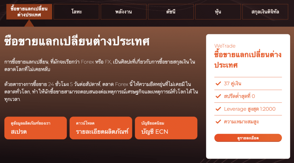 ผลิตภัณฑ์ที่สามารถเทรดใน WeTrade ผลิตภัณฑ์ที่สามารถเทรดใน WeTrade