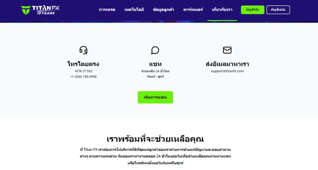 รีวิว Titan FX การสนับสนุนลูกค้า Titan FX