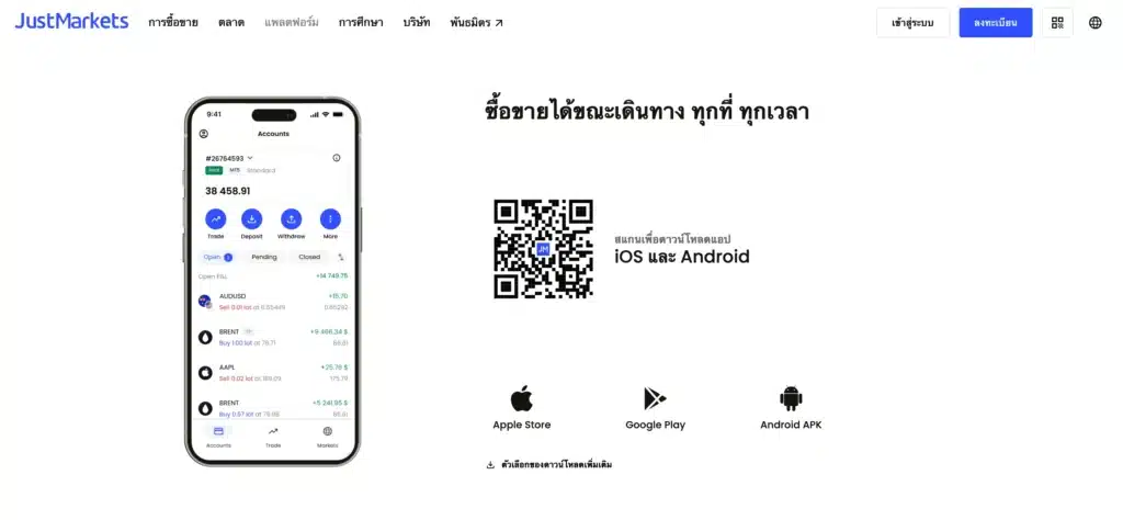 Platform การเทรดที่รองรับของ JustMarkets