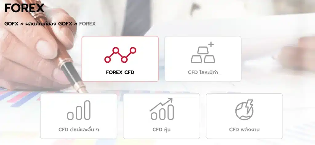ผลิตภัณฑ์การเทรดที่ GOFX ให้บริการ ผลิตภัณฑ์การเทรดที่ GOFX ให้บริการ
