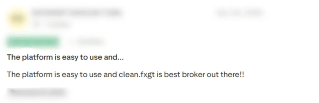 FXGT.com รีวิวผู้ใช้งานจริงคนที่ 3 จาก TrustPilot