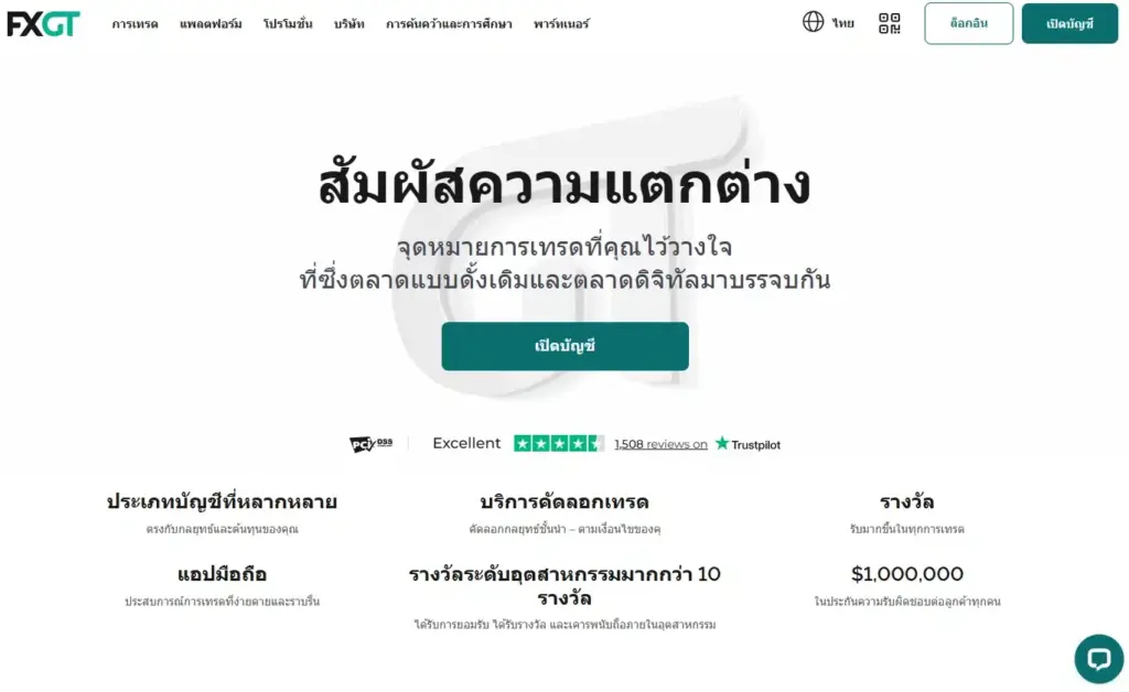หน้าเว็บไซต์ FXGT.com