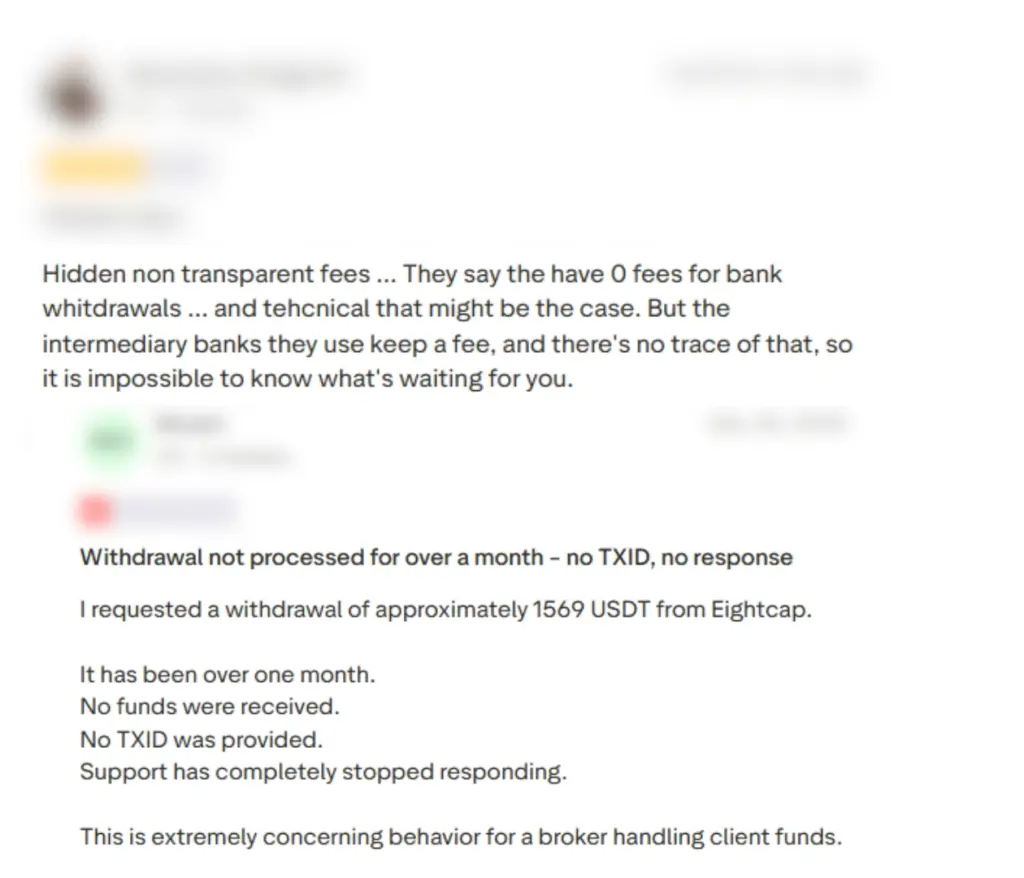 Eightcap รีวิวผู้ใช้งานจริงคนที่ 1 และ 2 จาก Trustpilot