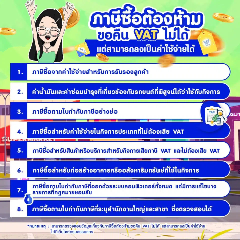 ภาษีซื้อต้องห้าม ขอคืน VAT ไม่ได้ แต่เป็นค่าใช้จ่ายได้