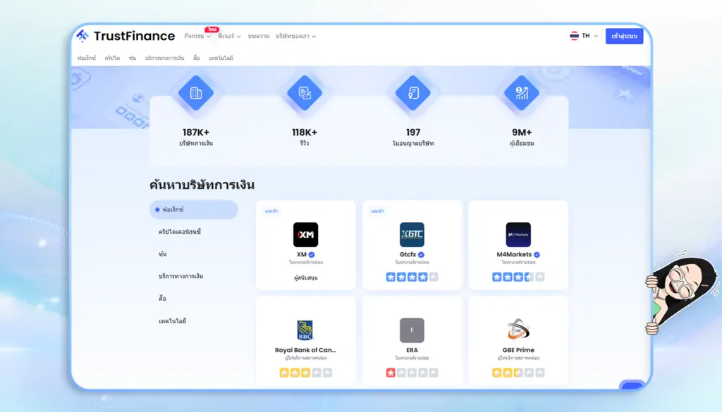 ค้นหา 200 บริษัททางการเงินใน TrustFinance
