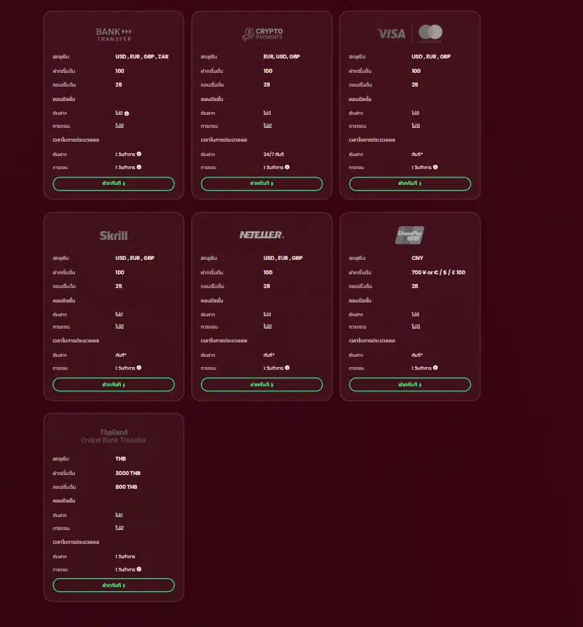 ช่องทางการฝากถอนเงินของ Tickmill ช่องทางการฝากถอนเงินของ Tickmill