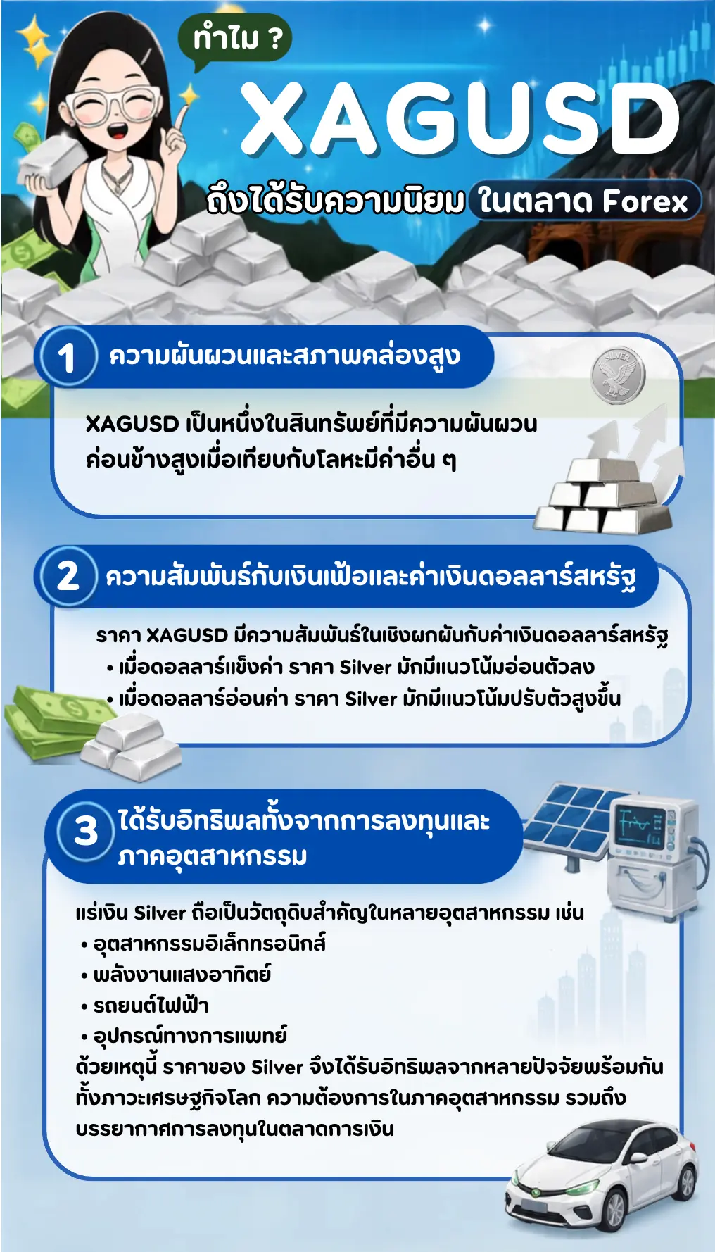 ทำไมการเทรด XAGUSD ถึงได้รับความนิยมในตลาด Forex? ทำไมการเทรด XAGUSD ถึงได้รับความนิยมในตลาด Forex?