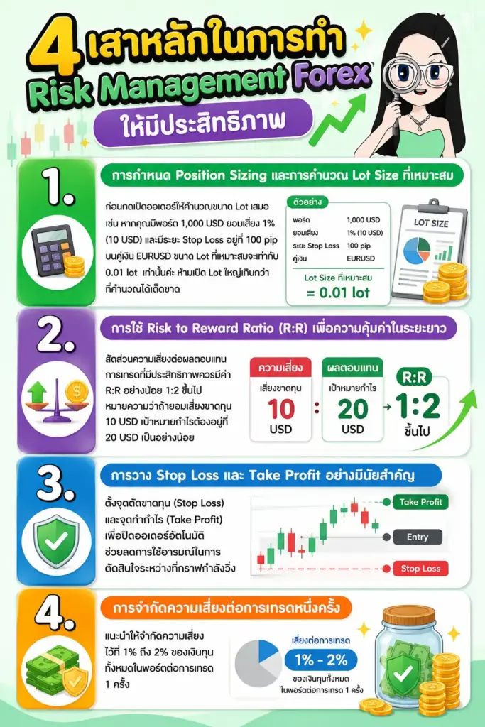Risk Management Forex 4 เสาหลักในการคำนวณ position size forex และ R:R Ratio