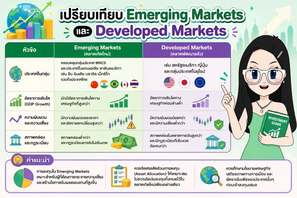 เปรียบเทียบ Emerging Markets และ Developed Markets Emerging Markets คืออะไร เปรียบเทียบ Emerging Markets และ Developed Markets