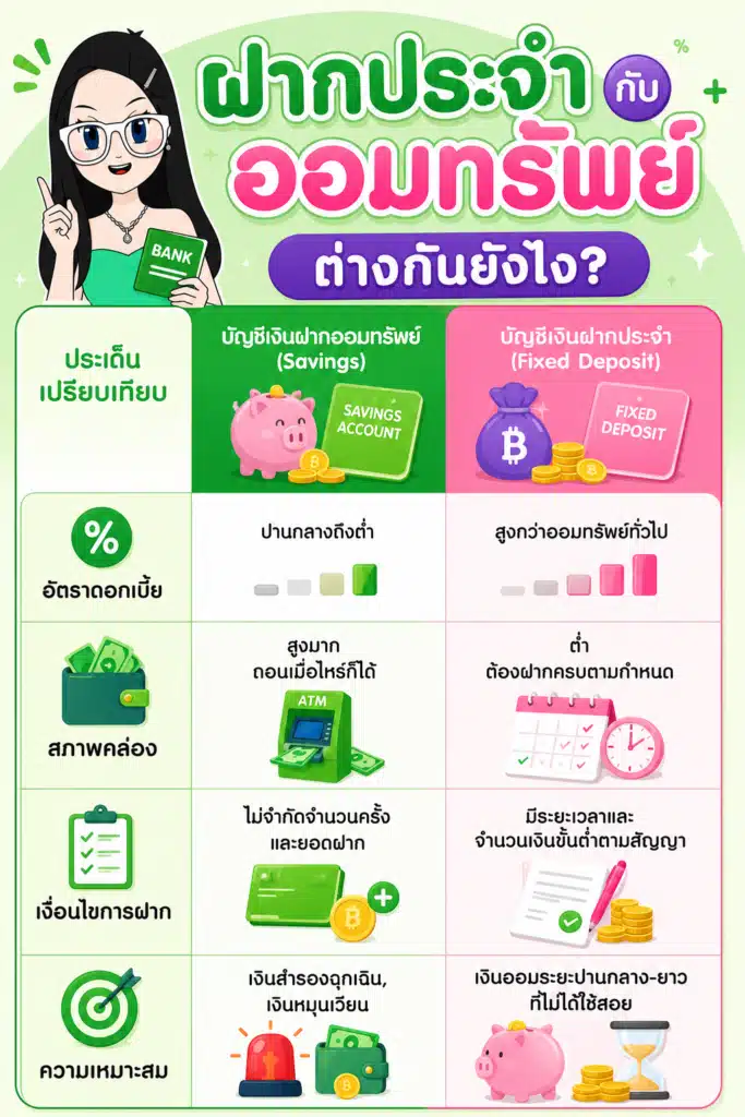 เปรียบเทียบฝากประจำกับออมทรัพย์ ฝากประจำ ดอกเบี้ยสูง เปรียบเทียบฝากประจำกับออมทรัพย์