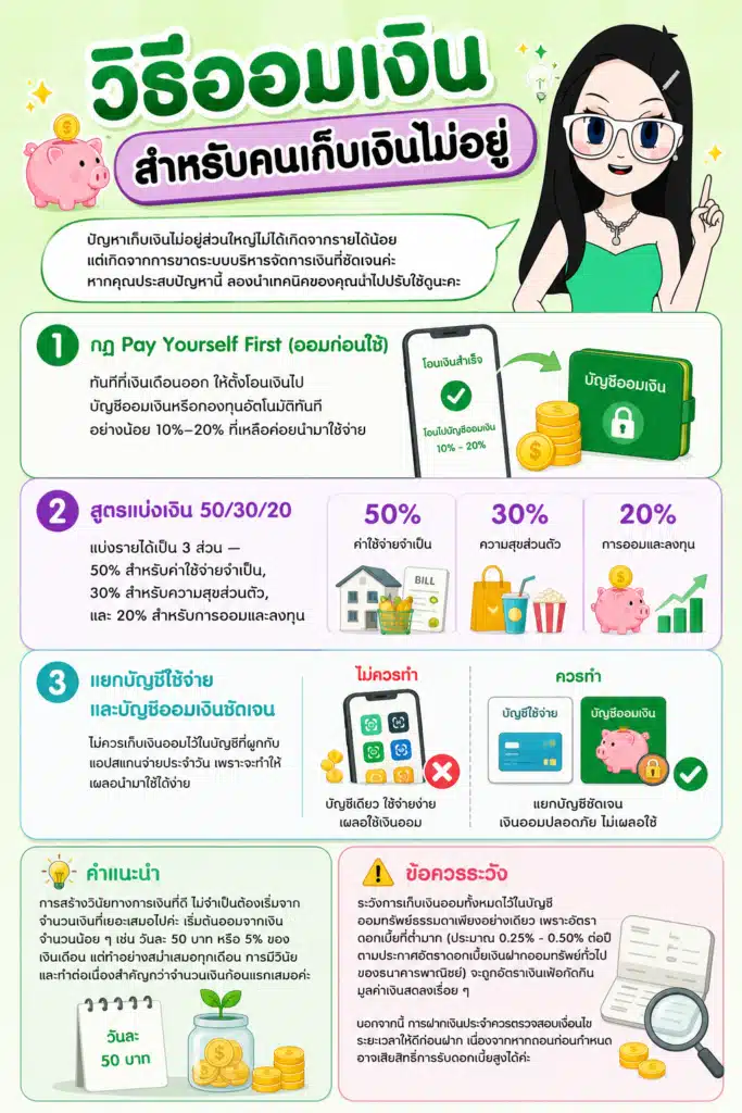 ออมเงินแบบไหนดี เทคนิคการบริหารเงินออมสำหรับคนเก็บเงินไม่อยู่