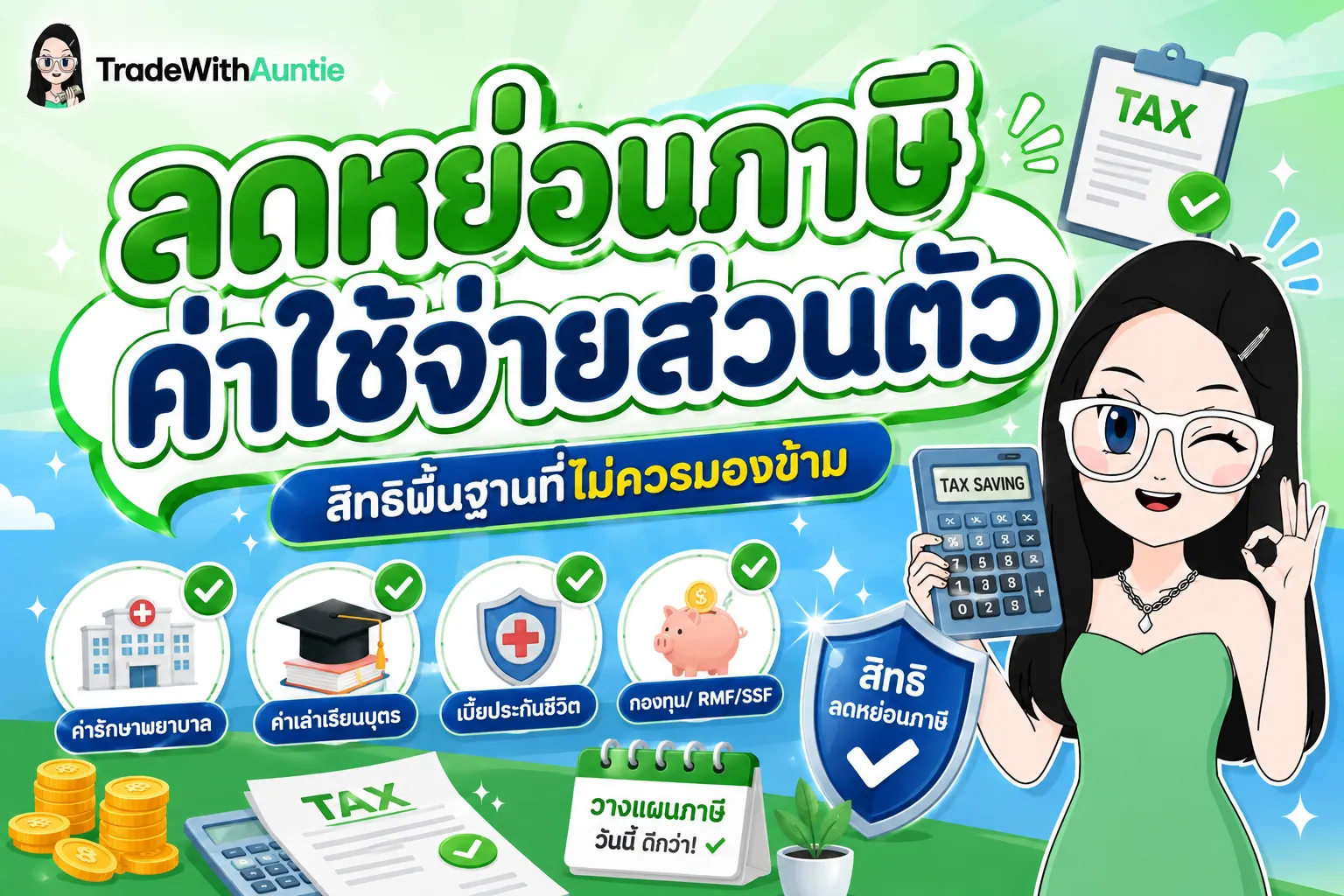 ลดหย่อนภาษี ค่าใช้จ่ายส่วนตัว สรุปสิทธิลดหย่อนพื้นฐานและครอบครัวสำหรับมนุษย์เงินเดือน
