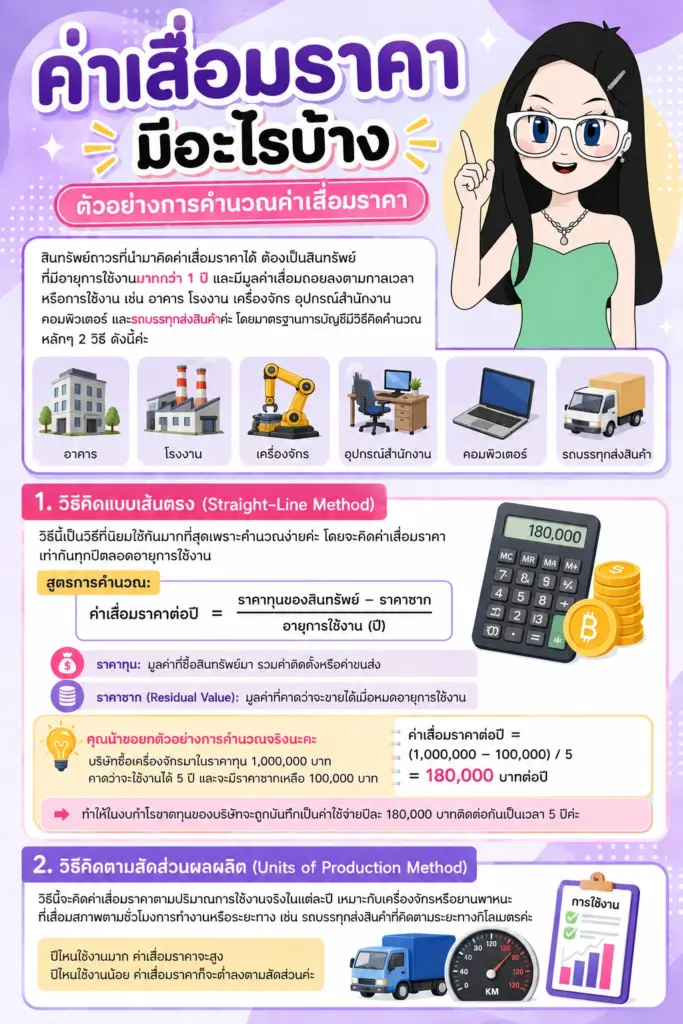 สูตรและตัวอย่างการคำนวณค่าเสื่อมราคาแบบเส้นตรง ค่าเสื่อมราคา สูตรและตัวอย่างการคำนวณค่าเสื่อมราคาแบบเส้นตรง