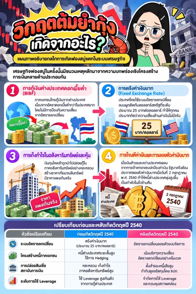 กลไกการเกิดฟองสบู่แตกในระบบเศรษฐกิจ เศรษฐกิจฟองสบู่แตก 2540 วิกฤตต้มยำกุ้ง แผนภาพอธิบายกลไกการเกิดฟองสบู่แตกในระบบเศรษฐกิจ
