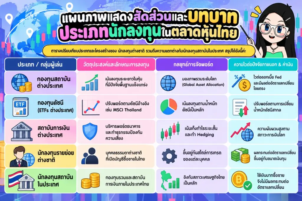 แผนภาพแสดงสัดส่วนและบทบาทประเภทนักลงทุนในตลาดหุ้นไทย นักลงทุนสถาบัน แผนภาพแสดงสัดส่วนและบทบาทประเภทนักลงทุนในตลาดหุ้นไทย