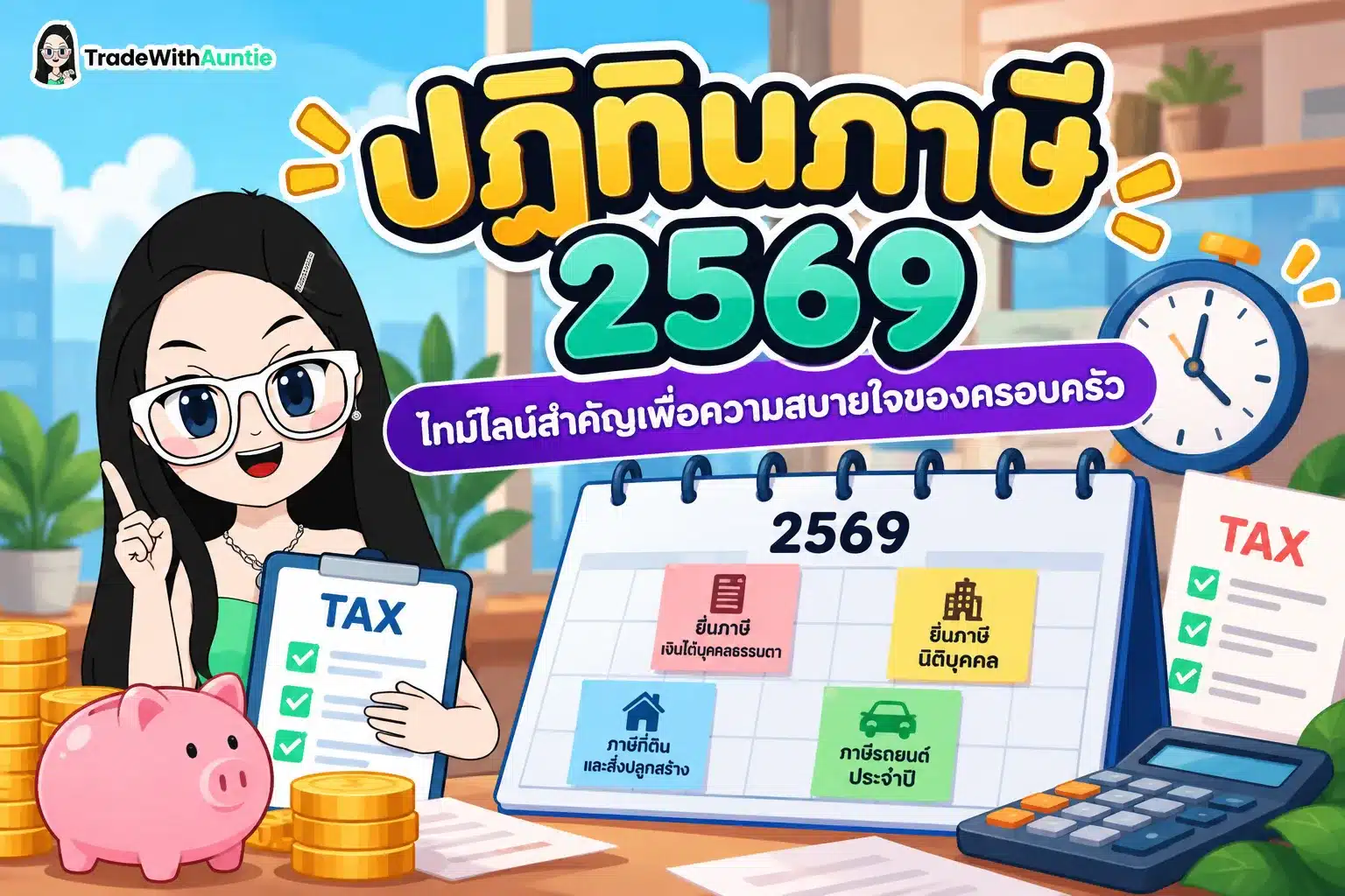 ปฏิทินภาษี 2569 สรุปกำหนดการยื่นภาษีเงินได้บุคคลธรรมดาและเดดไลน์ตลอดทั้งปี